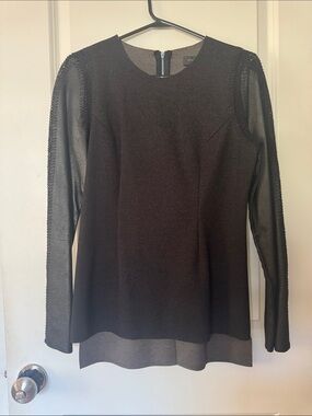 Stella & Jamie women’s black long sleeve slit backing blouse med